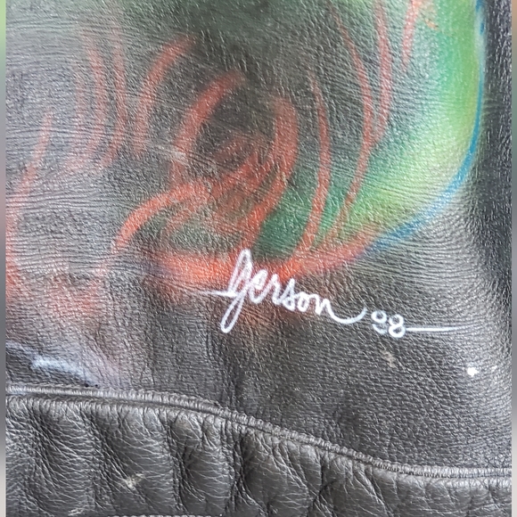 Vintage Leather Jacket Wizard vs Dragon Hand Painted Thurlow Leatherworld - Picture 4 of 9